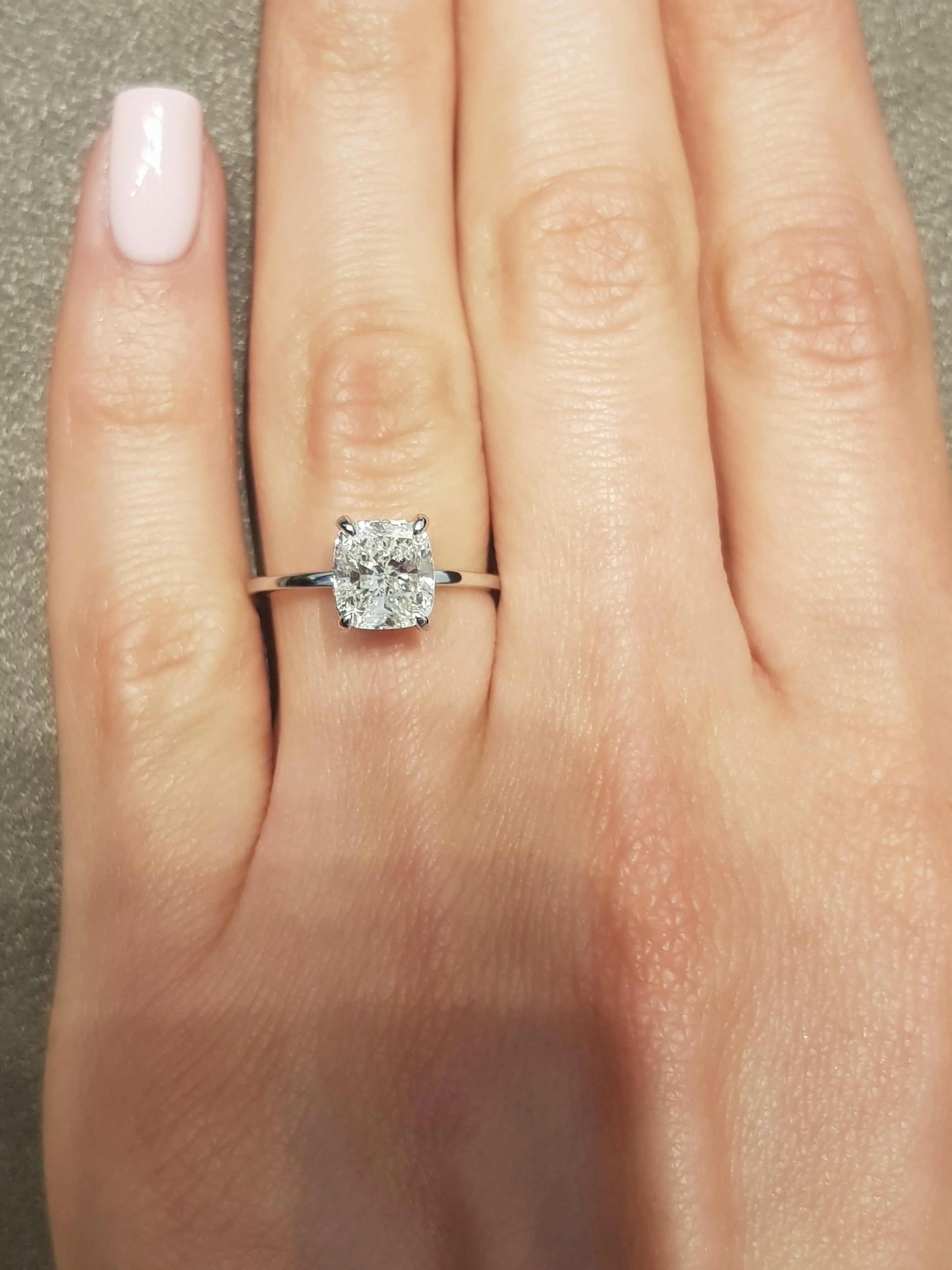 1.70 Carat Cushion Cut Hidden Halo Natural Diamond Engagement Ring - Image 4