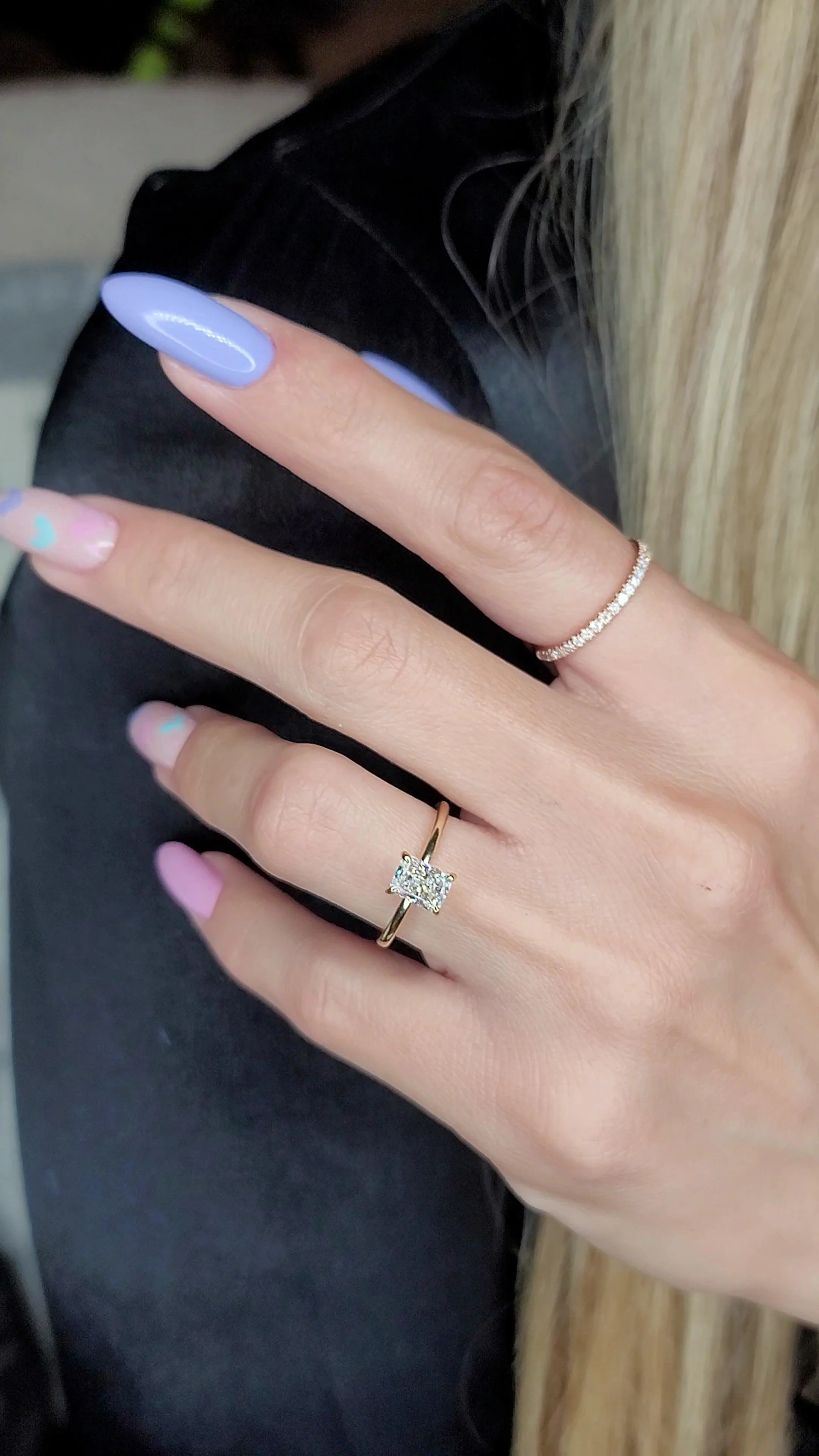 1 Carat Lab Grown Solitaire Radiant Cut Diamond Engagement Ring - Image 4