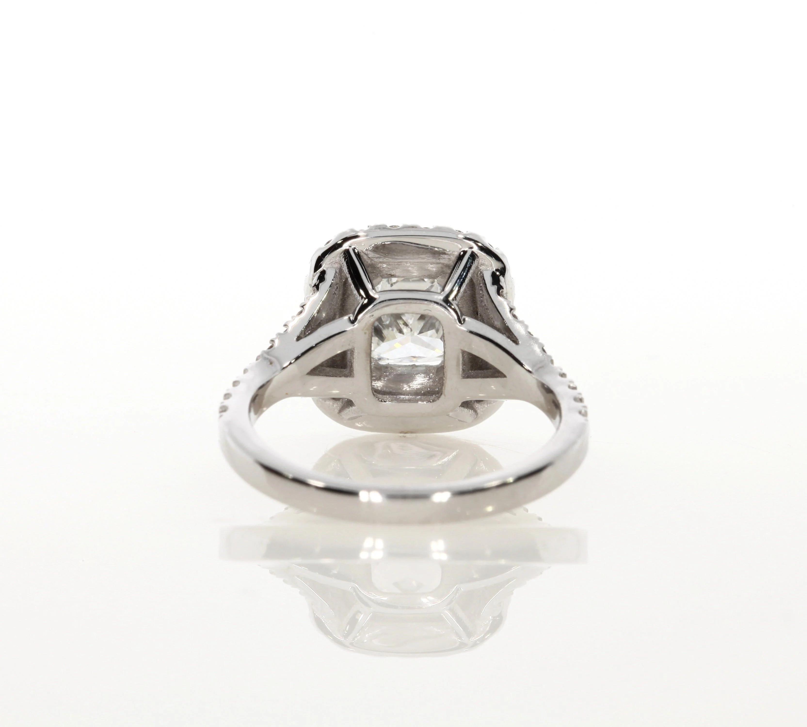 2.00 ct Cushion Cut Natural Diamond Double Halo Engagement Ring - Image 3