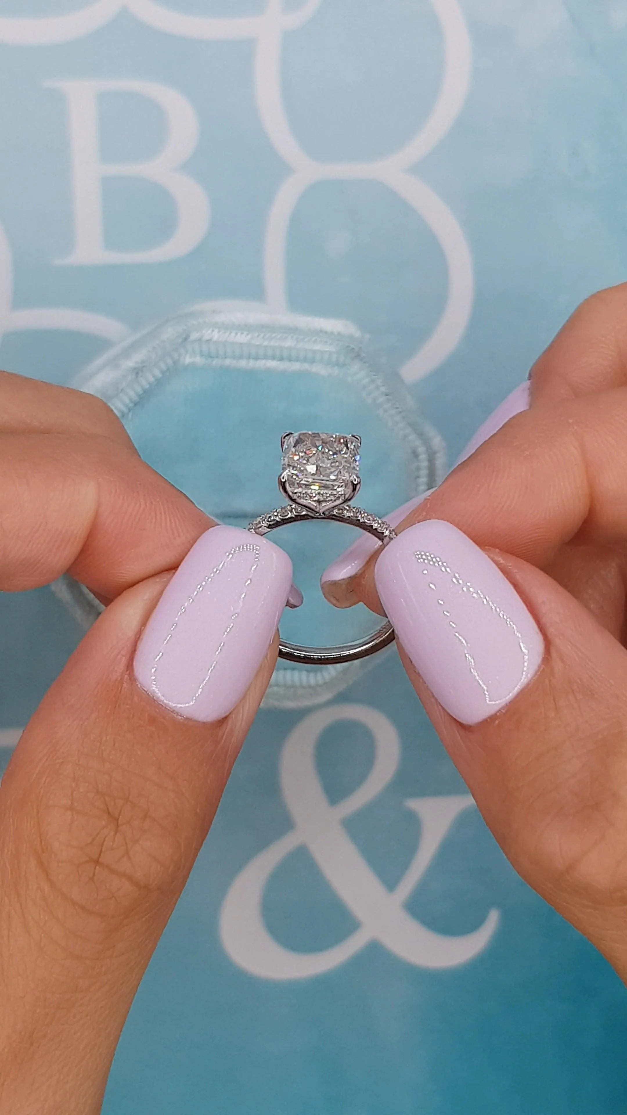 2.50 Carats Lab Grown Cushion Cut Side Stones Hidden Halo Diamond Engagement Ring - Image 5