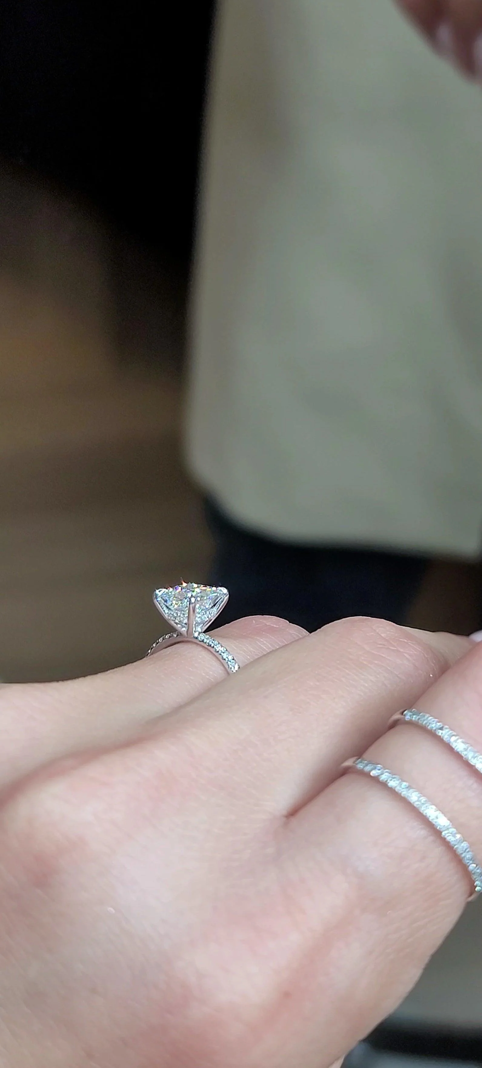 2 Carats Lab Grown Princess Cut Micropaved Side Stones Hidden Halo Diamond Engagement Ring - Image 4