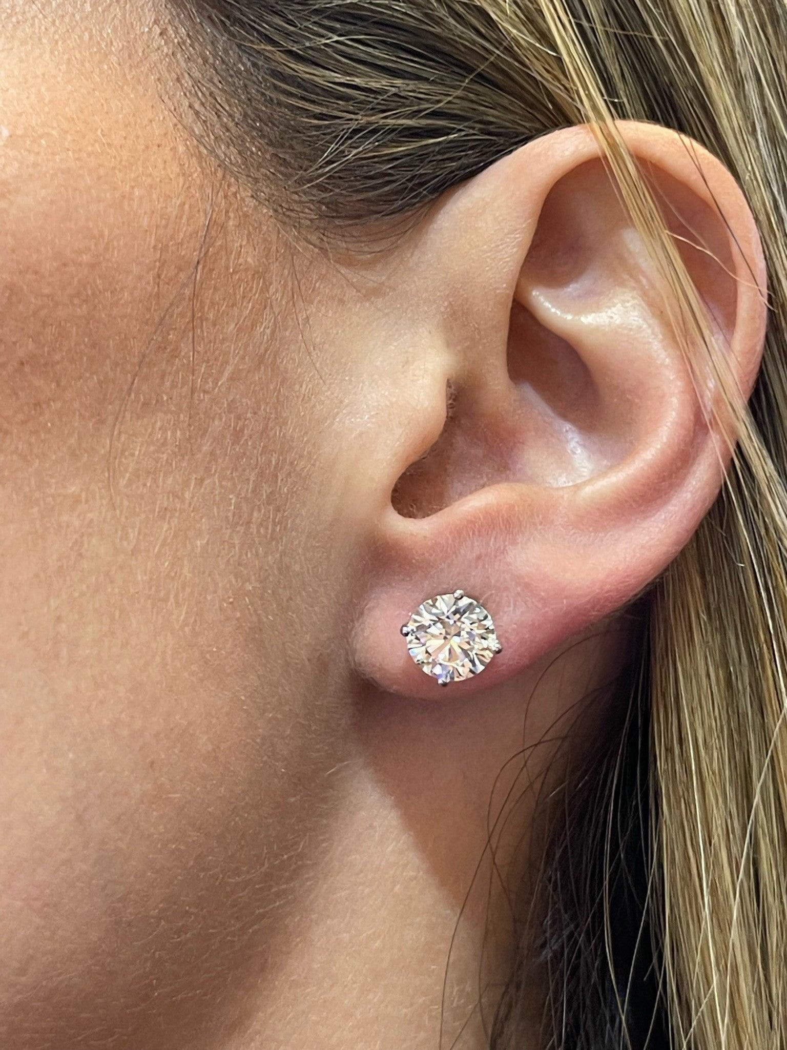 (1.00ct to 6.00ct) Lab Grown Round Cut Diamond Stud Earrings - Image 3