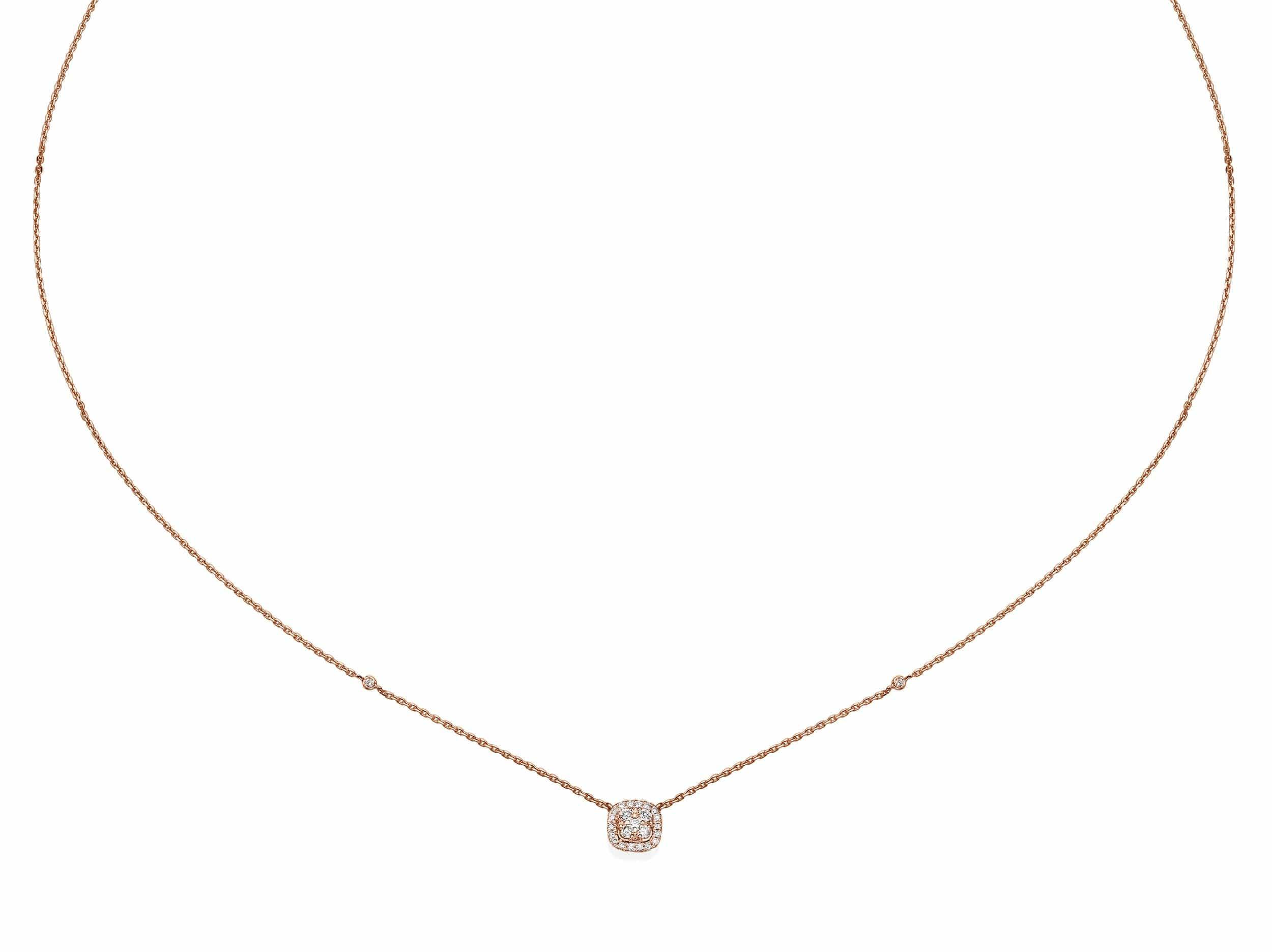 Cushion Shaped Natural Diamond Cluster Pendant Necklace - Image 3